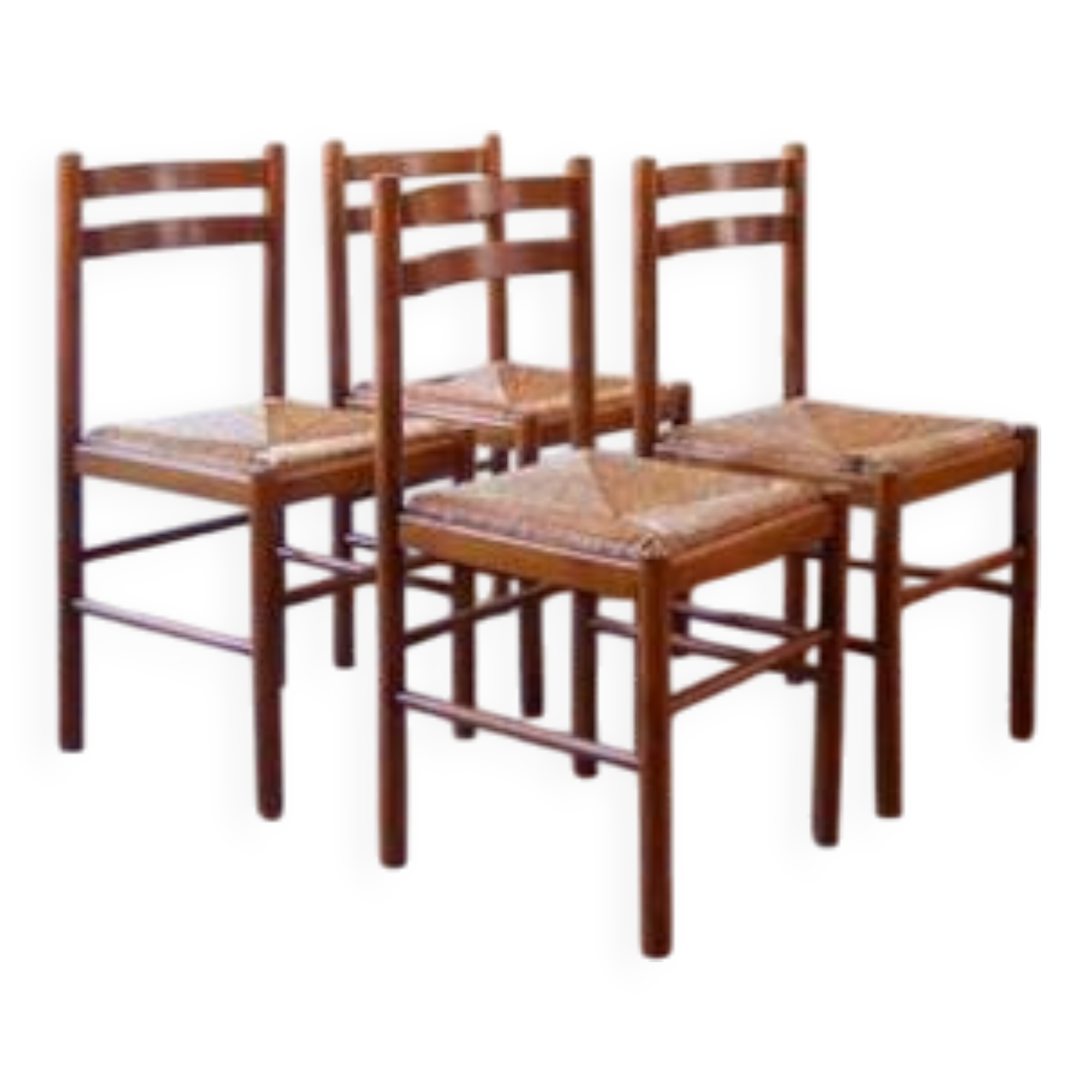 4 rustic straw chairs