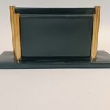 Porte-lettres Art Déco en cuir vert et laiton doré