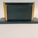 Art Deco letter holder in green leather and golden brass