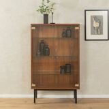 Walnut veneer display cabinet, 1960s
