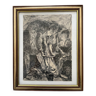 Tableau encre de chine XXe