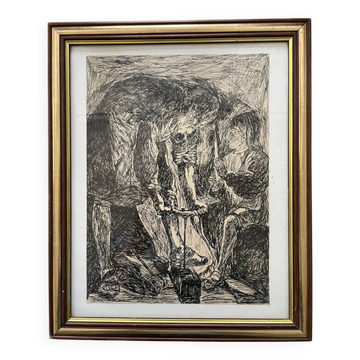 20th century Indian ink painting