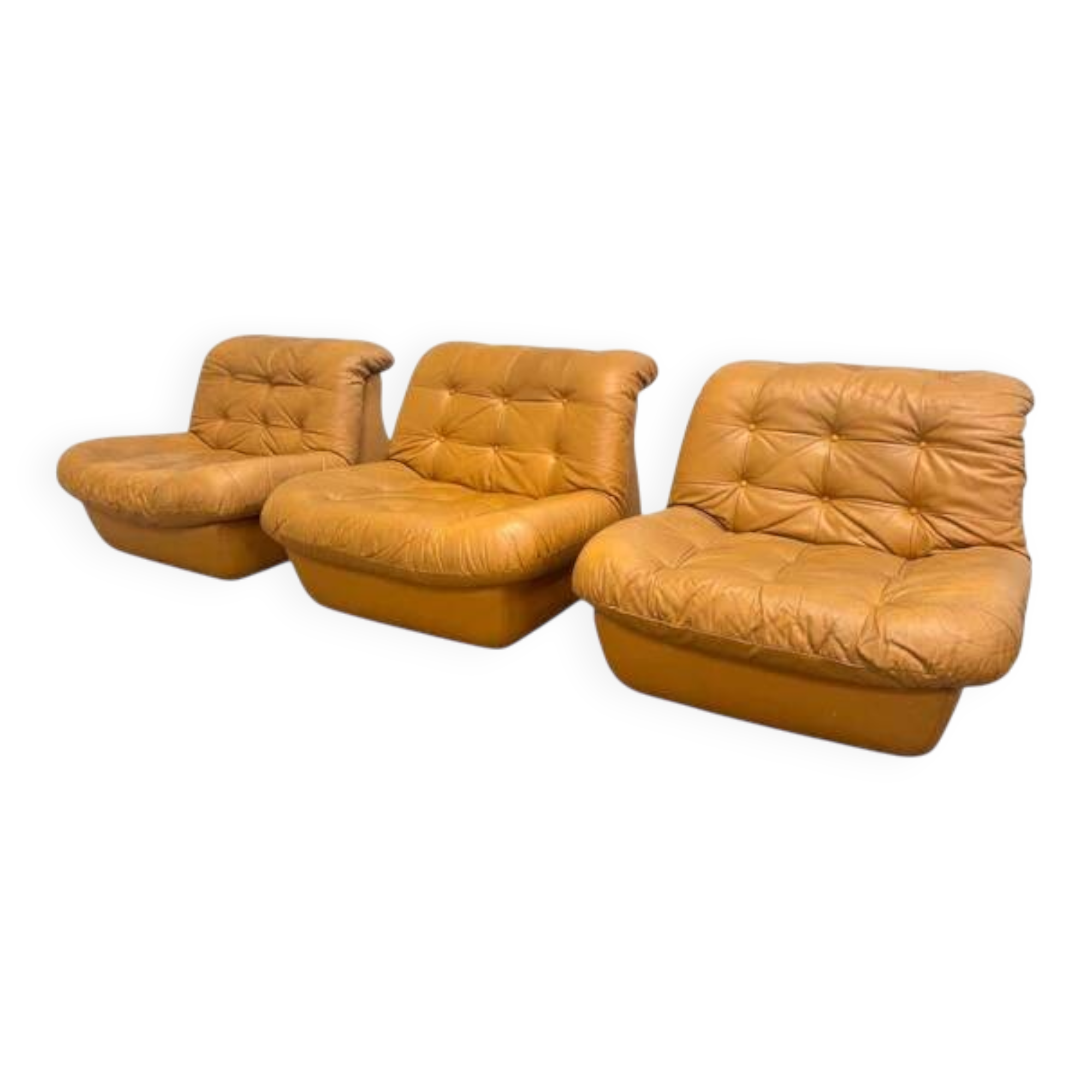 Set of three vintage lounge chairs, 1970s