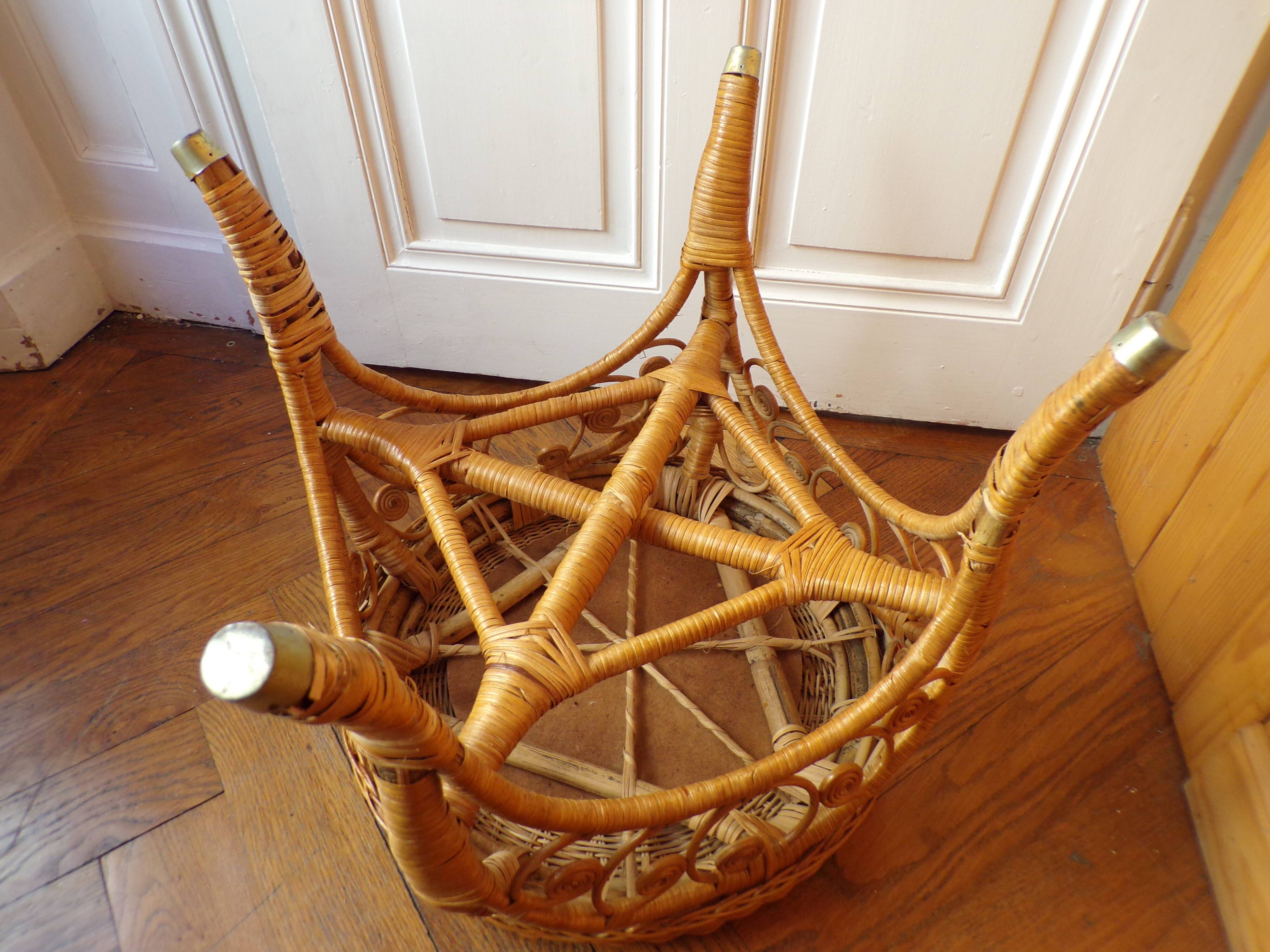 Stool or small table rattan peacock