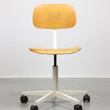 Vintage White & Wooden Swivel Office Chair, 70s