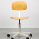 Vintage White & Wooden Swivel Office Chair, 70s