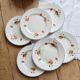 6 assiettes plates anciennes faience Salins - Modèle coquelicot