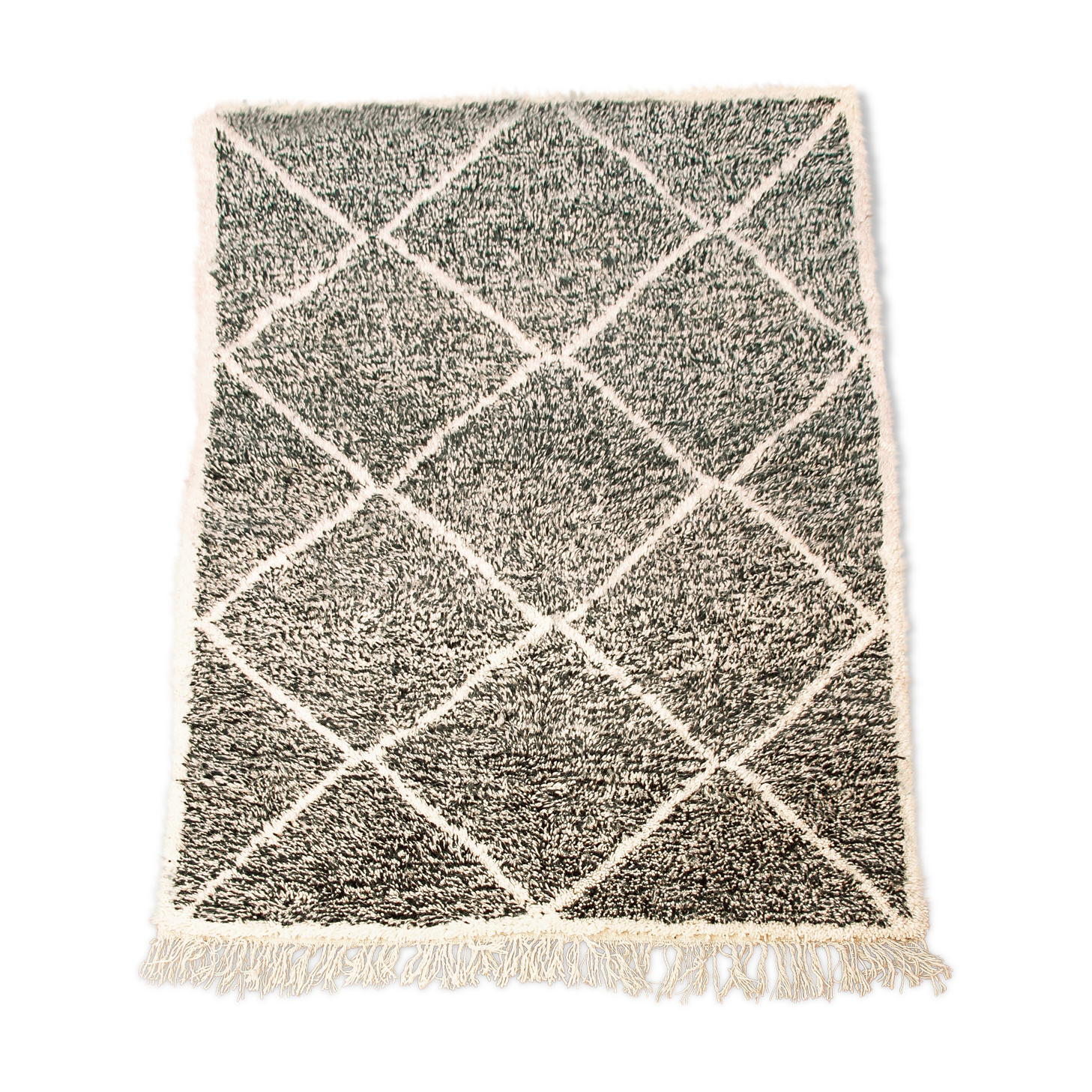 Beni Ouarain black and white Berber carpet - 210x150cm