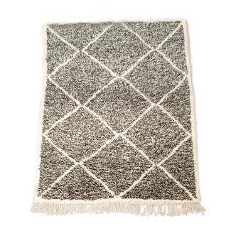 Tapis berbère Beni Ouarain noir et blanc - 210x150cm