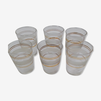 6 verres vintage liseré doré