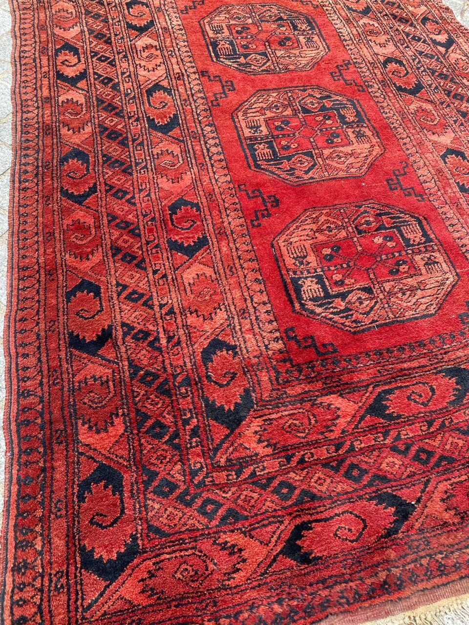 Ancient carpet turkmen ersari afghan 137x203 cm