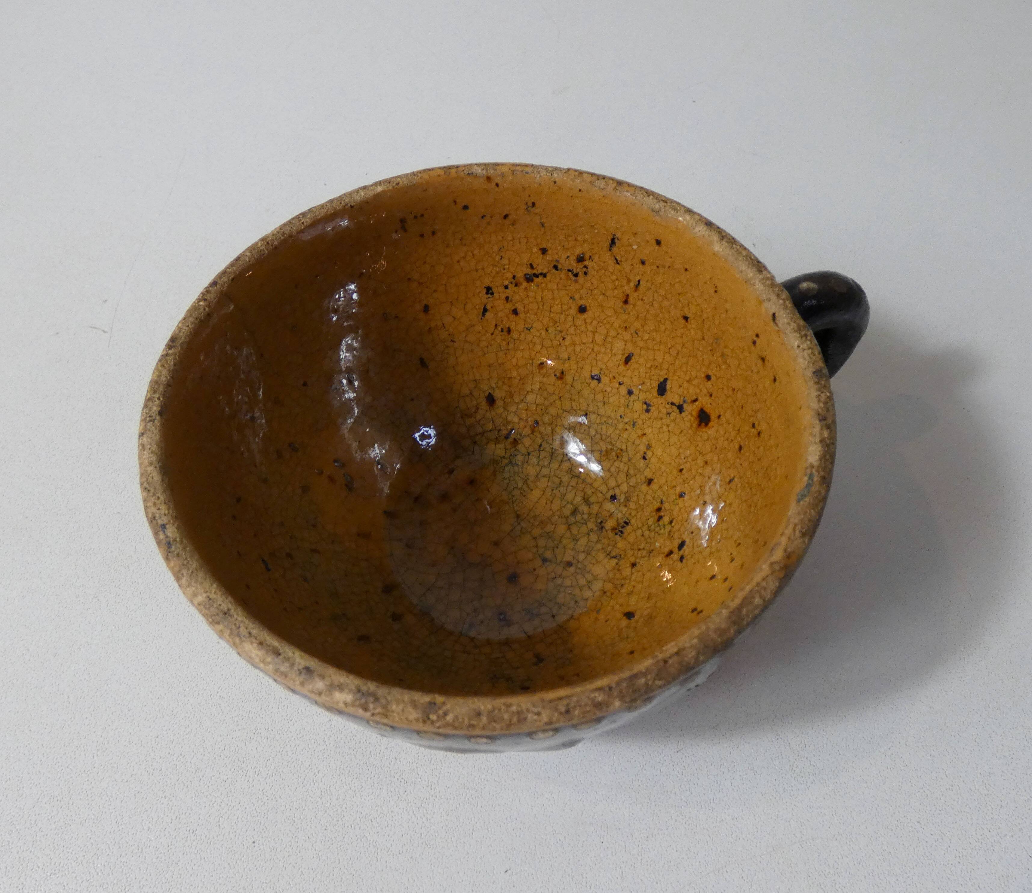 old Alsace lunch cup in glazed terracotta