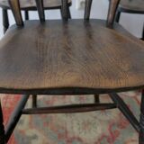 Antique set of 4 farmhouse patinated oak dining chairs, 19th century
