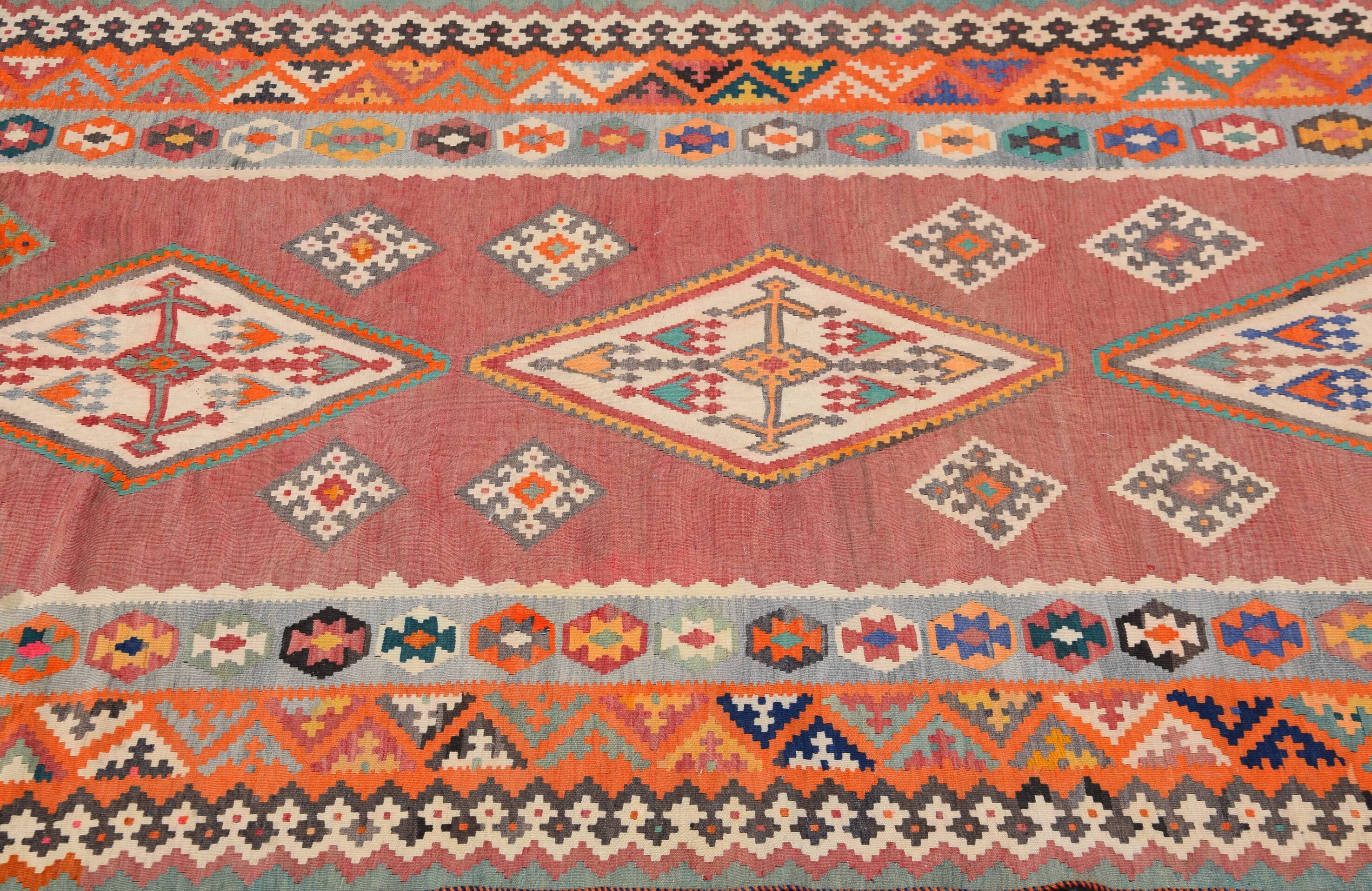 Oriental Kilim Rug Shiraz Gashgaï Antique: 1.50 X 2.85 Metres -