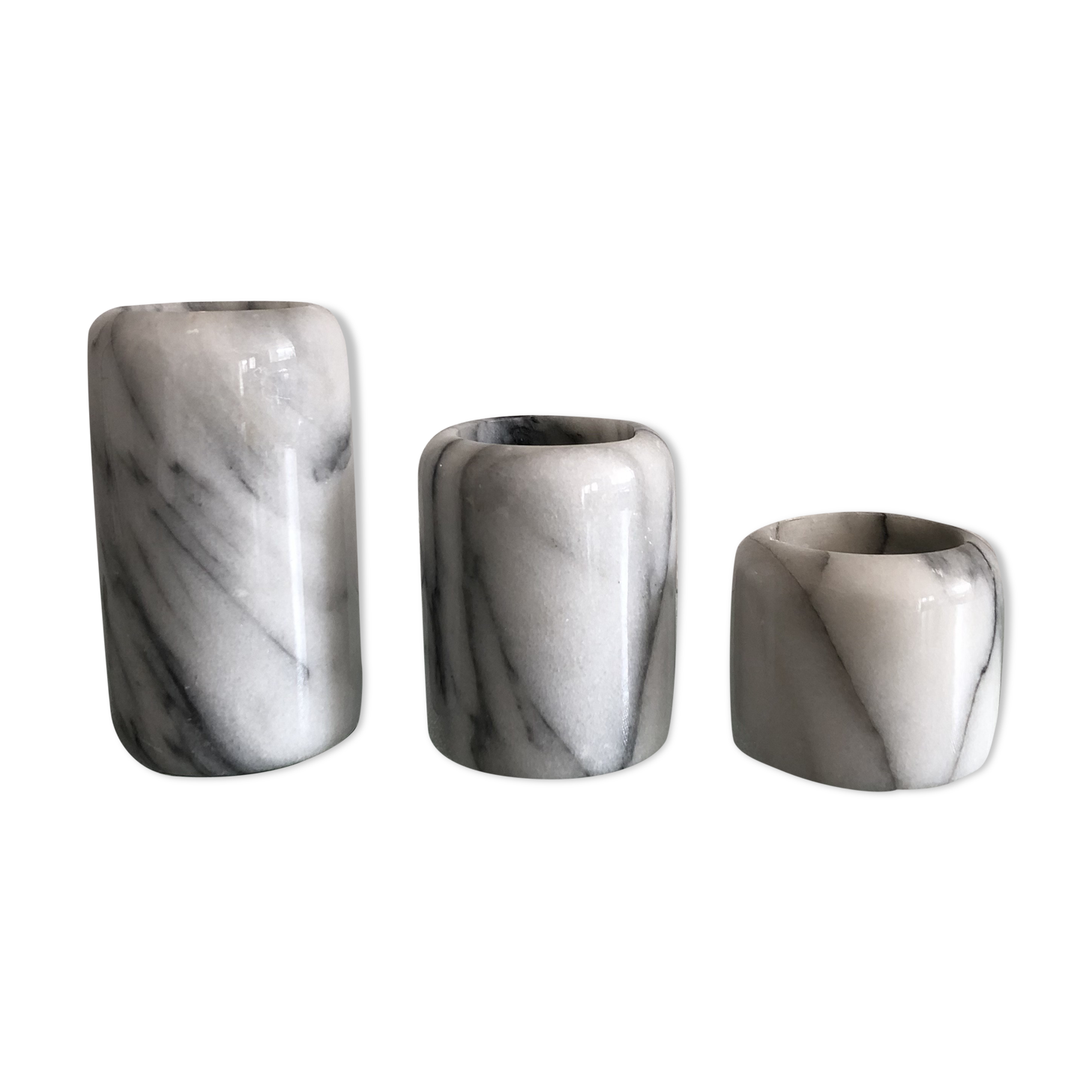 Trio of candlesticks vintage marble