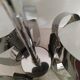 Design space age 3 globes opaline and stainless hanging lamp