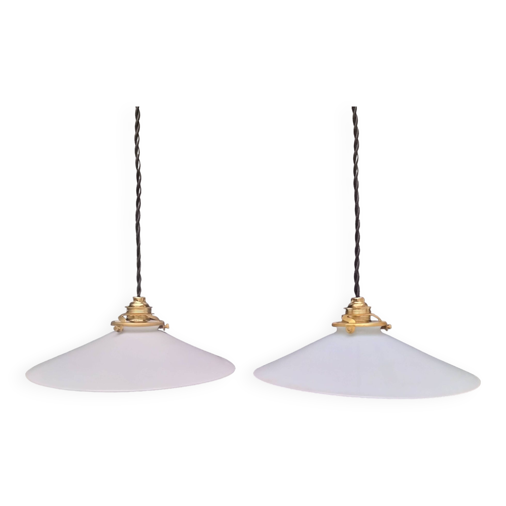 2 opaline pendant lights