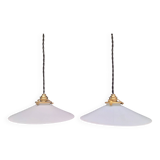 2 opaline pendant lights