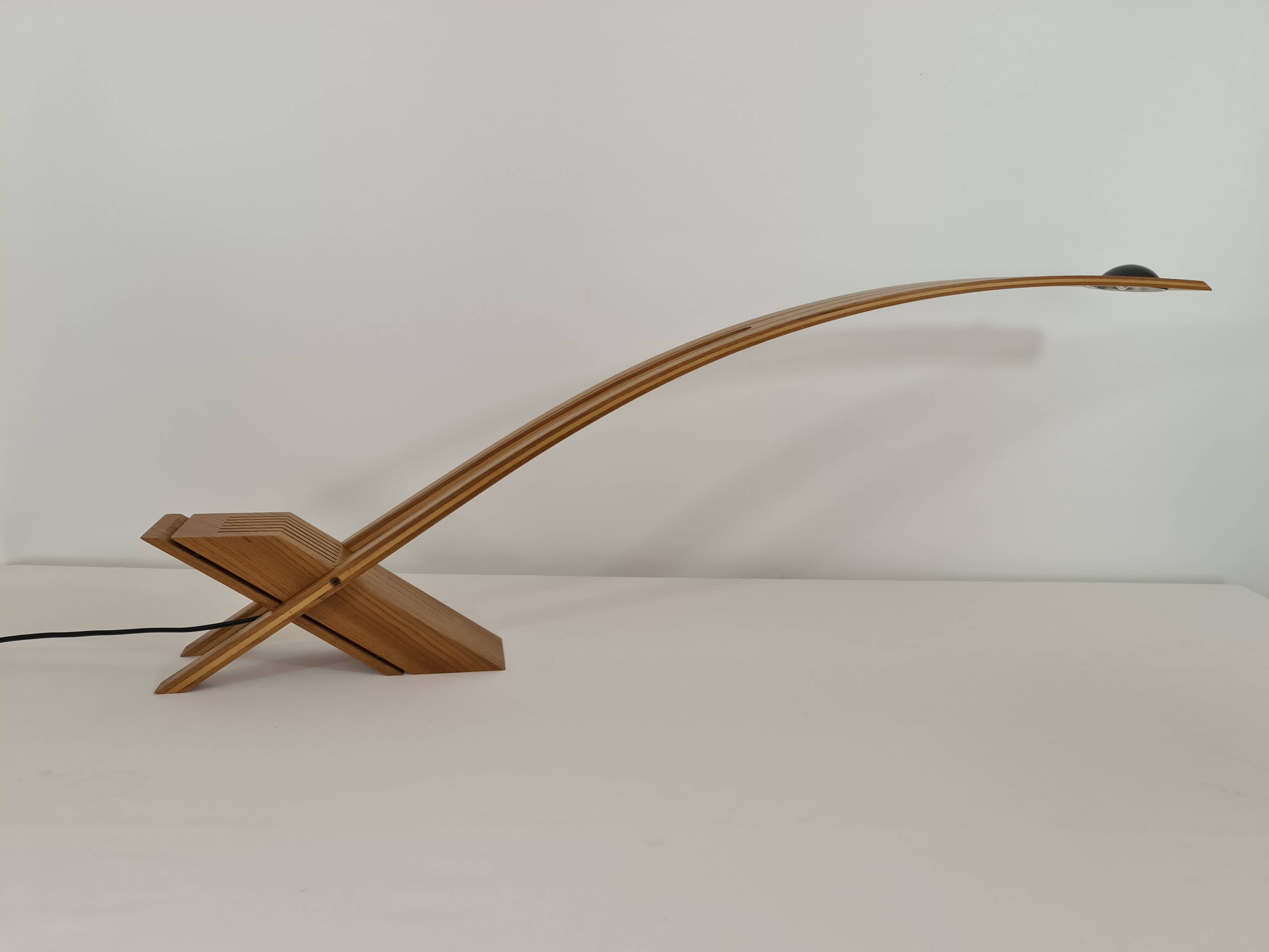 Syko desk lamp by bernard brousse in elm 1980s