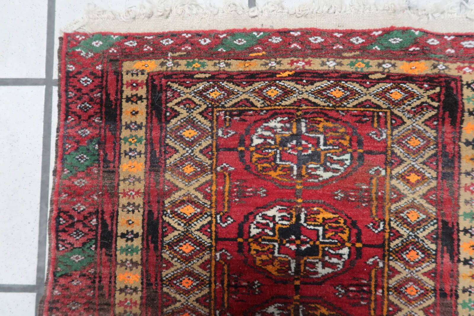 Handmade vintage Afghan Ersari mat 46cm x 50cm 1960s
