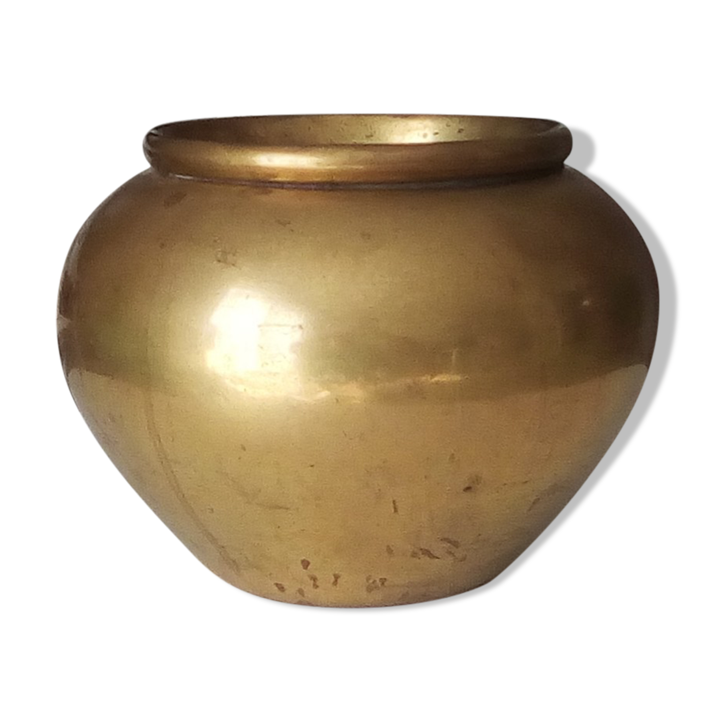Gold solid brass art deco pot cover