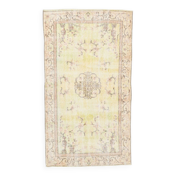 Tapis turc classique jaune pâle et marron 3x6, 110x197 cm