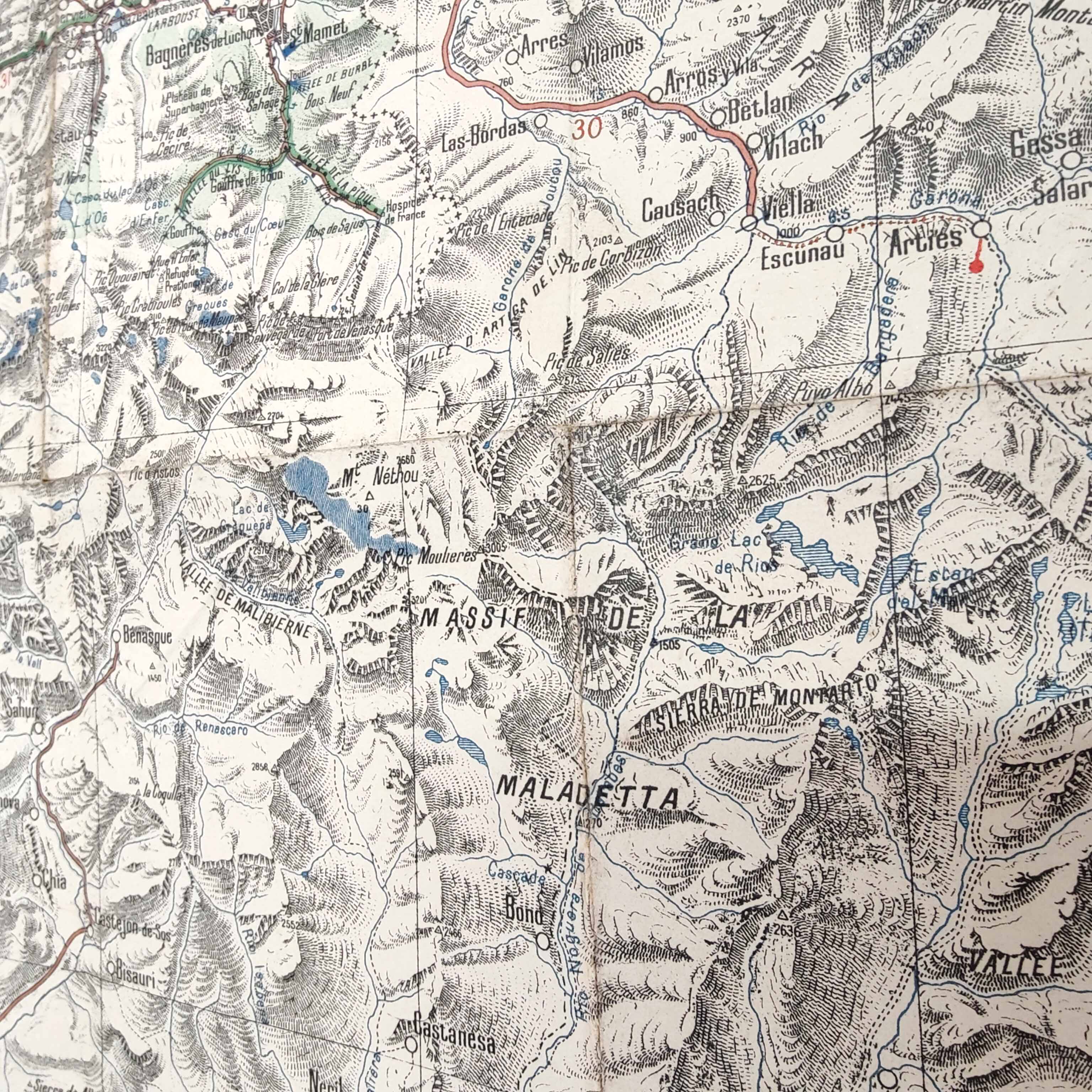 Michelin map Haute-Garonne Pyrenees and Navarre 1920