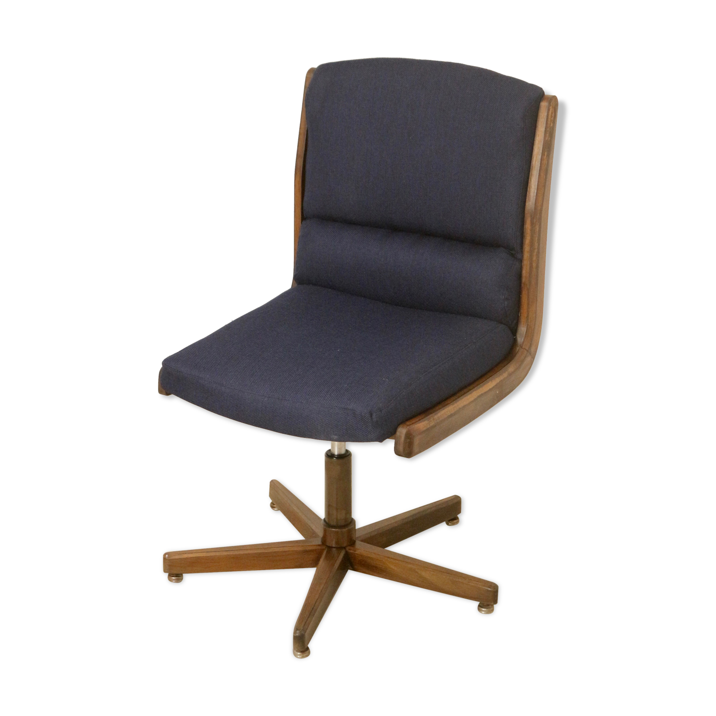 Fauteuil de bureau vintage pivotant en bois année 70