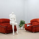 Vintage velvet armchairs Italy 1970s