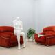 Vintage velvet armchairs Italy 1970s