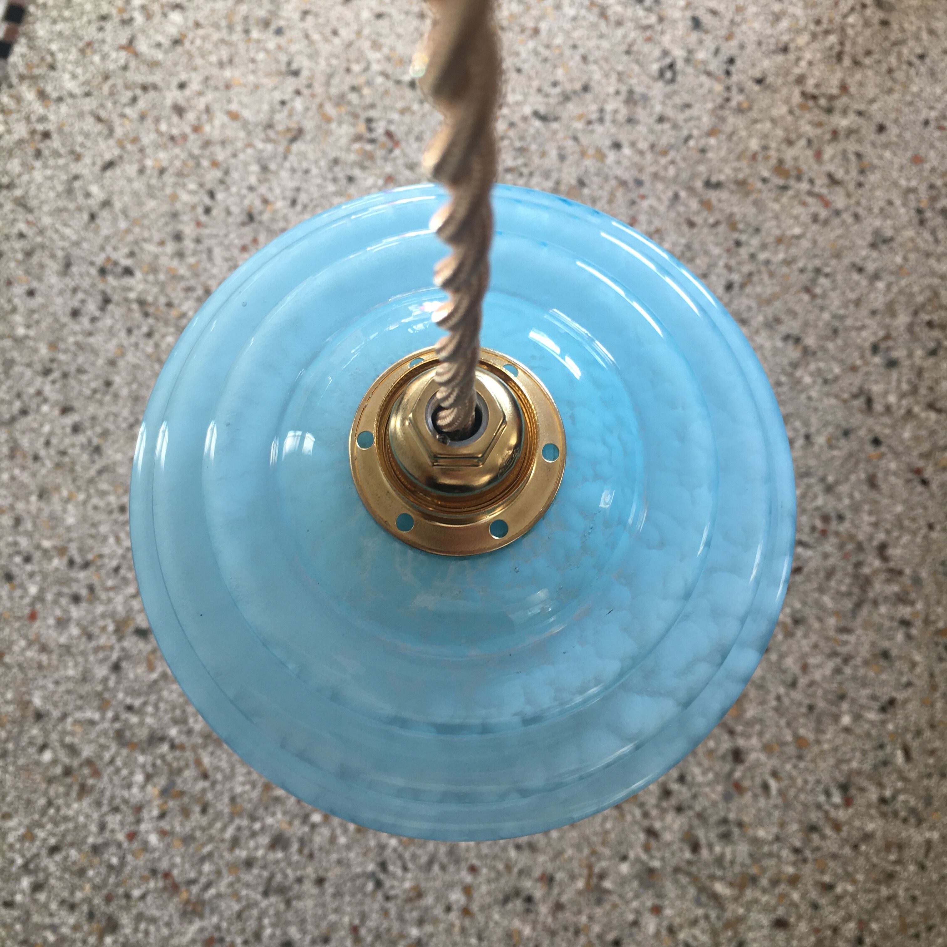 Blue Clichy glass Art Deco suspension