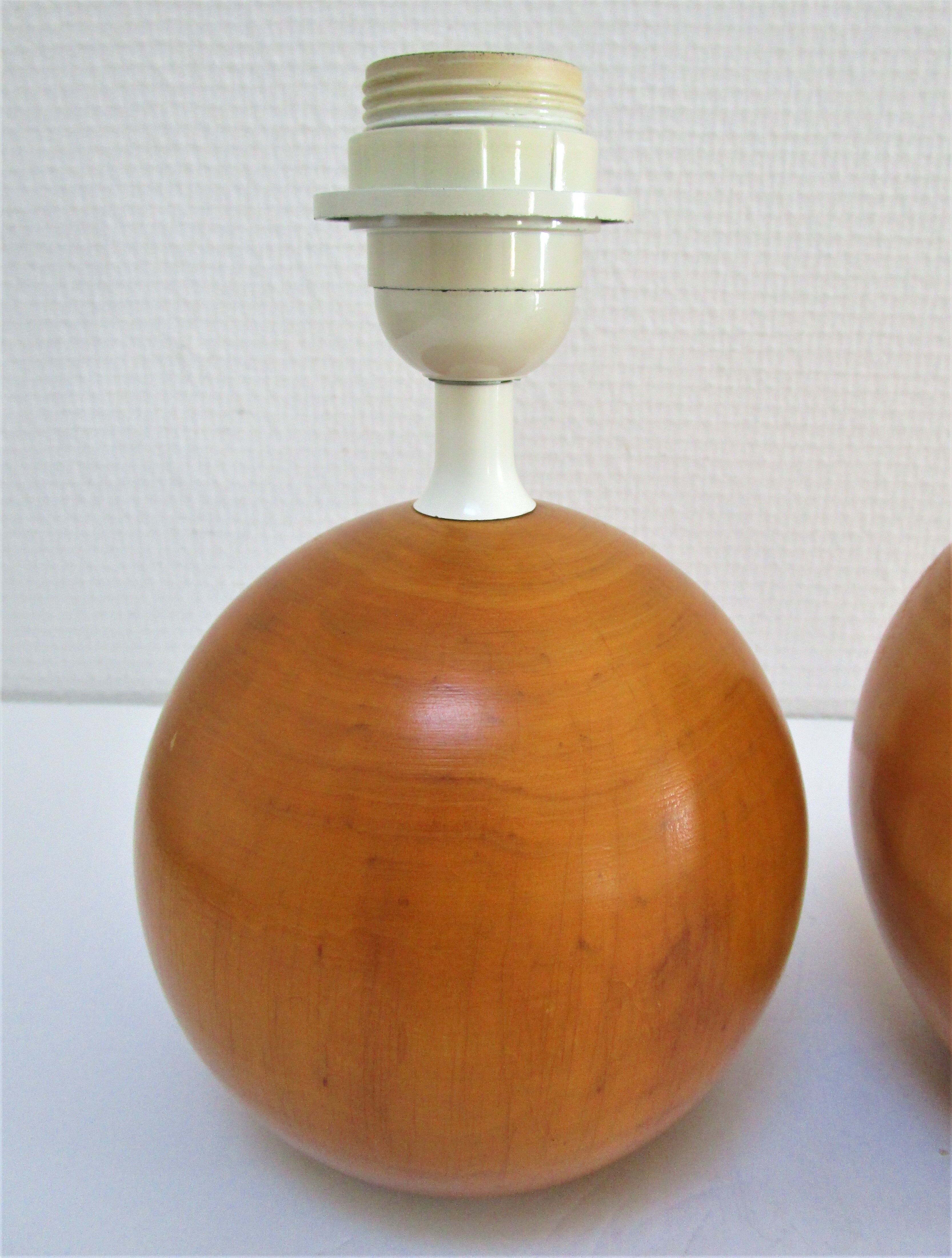Two lamps balls solid wood By IMT italy vintage