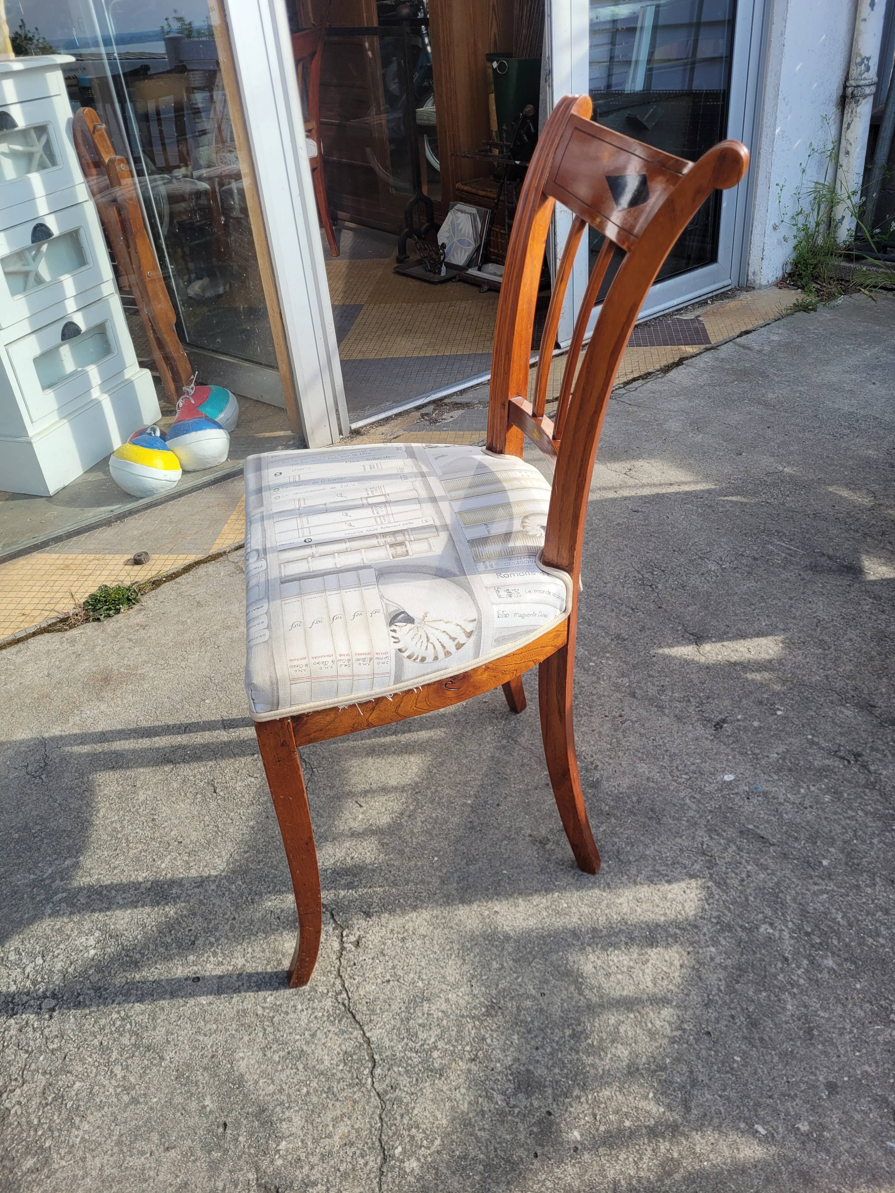 Six Directoire chairs in cherry wood