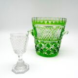 Green cut crystal ice bucket