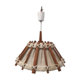 Hanging lamp in linen wood and wool