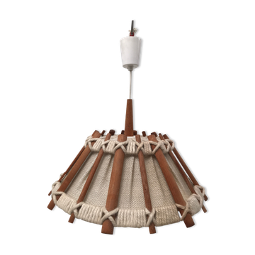 Suspension en bois lin et laine vintage