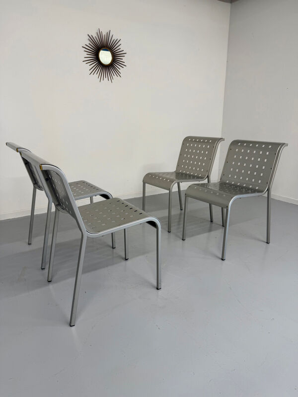 4 chaises en aluminium design italien des années 90 Calligaris italy