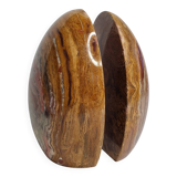 Vintage onyx marble bookends, ovoid shape, height 17 cm, 1970s