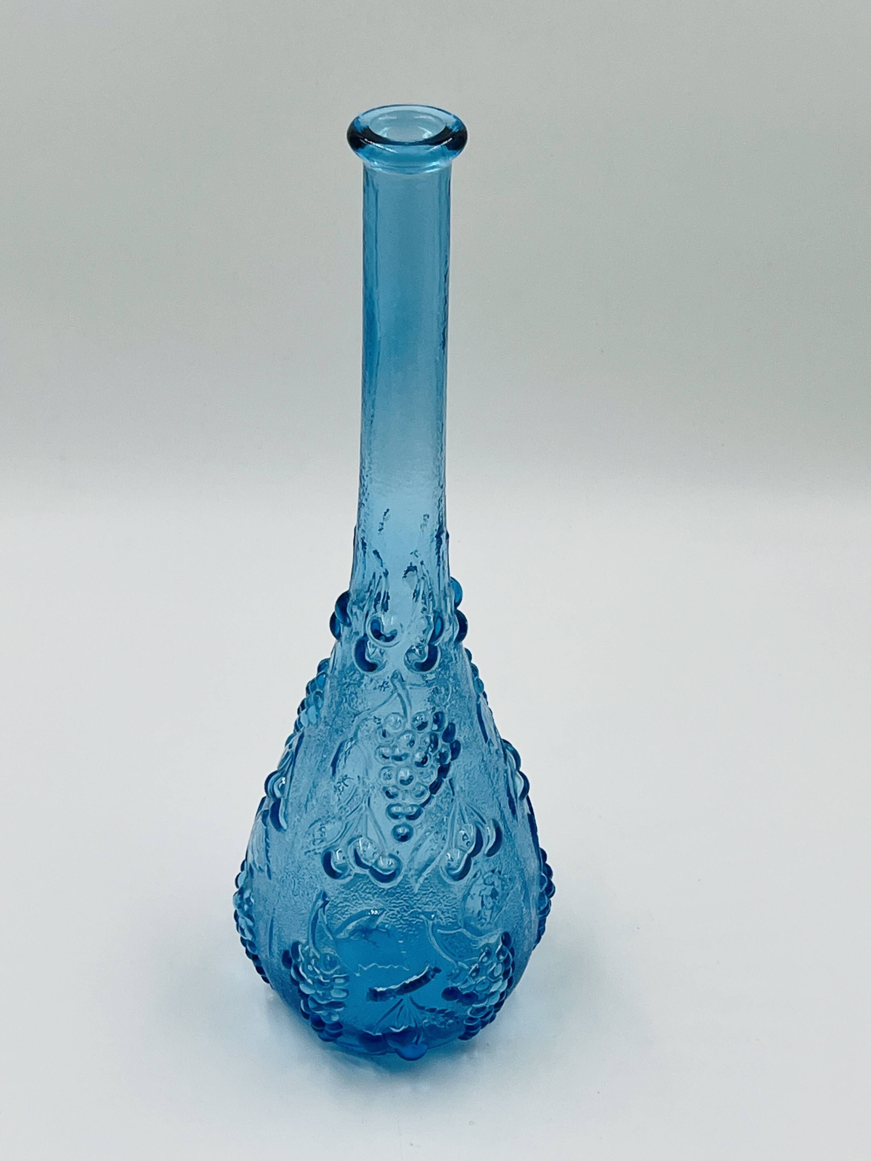 Grande bouteille vintage en verre bleu d'Empoli