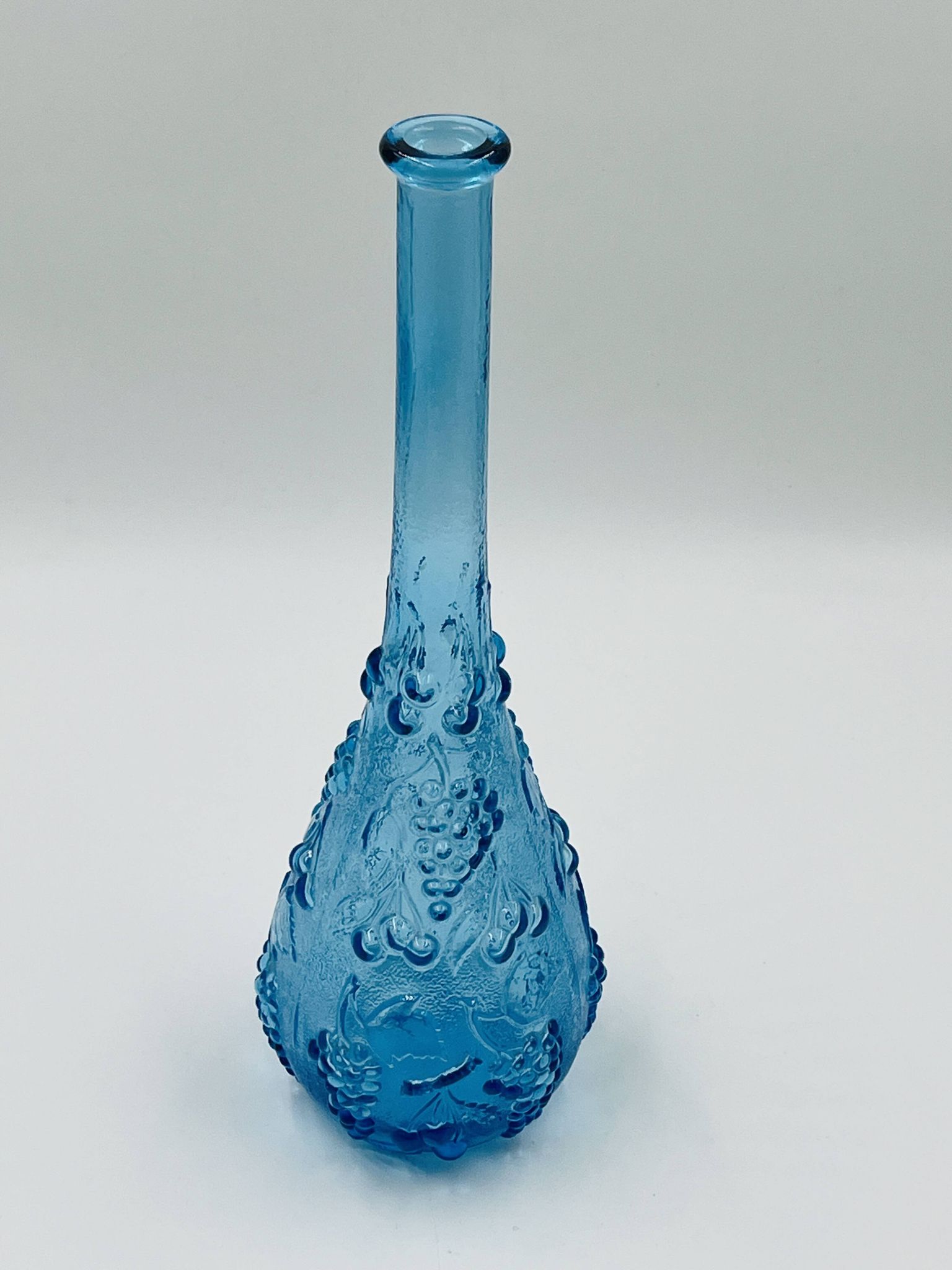 Large vintage blue glass bottle from Empoli