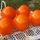 Set of 5 orange glass ball pendants from the 70s