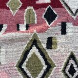 Pink and red Berber Boujad rug in wool, bohemian decor.