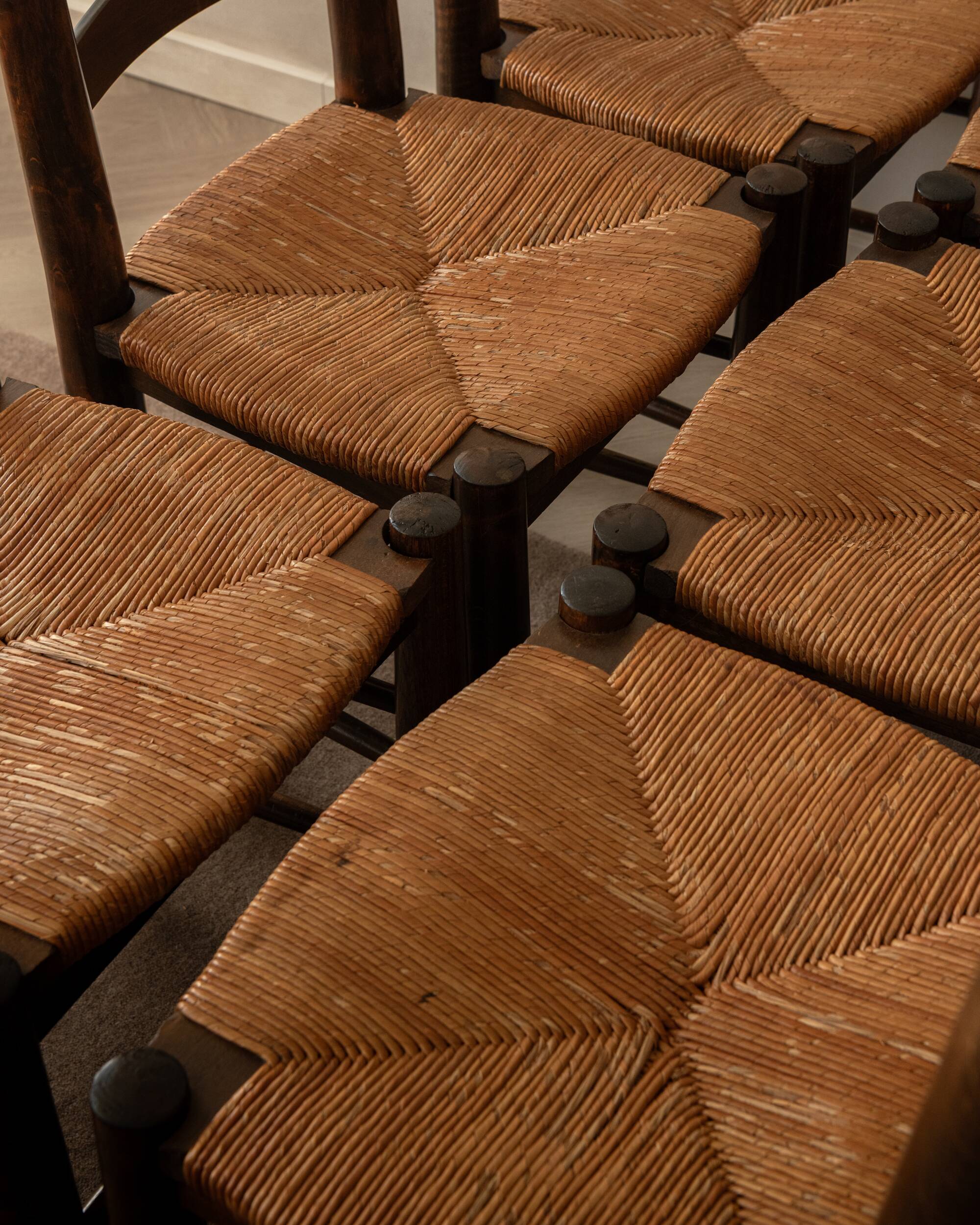 Vintage French Brutalist Dining Chairs by Georges Robert, 1950s, Set of 6