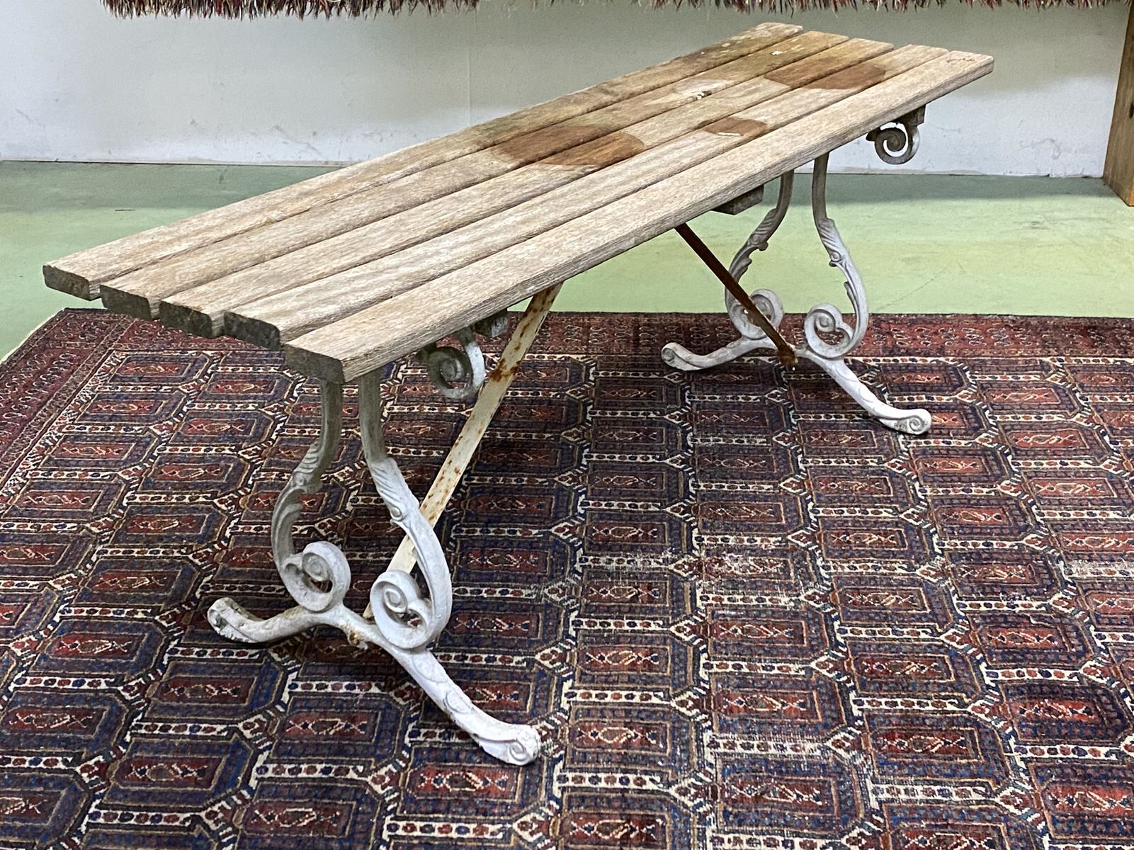 Banc de jardin anglais avec piétement en fonte d'alu
