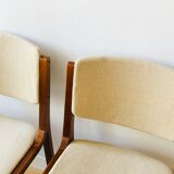 Set of 4 vintage chairs in teak and wool