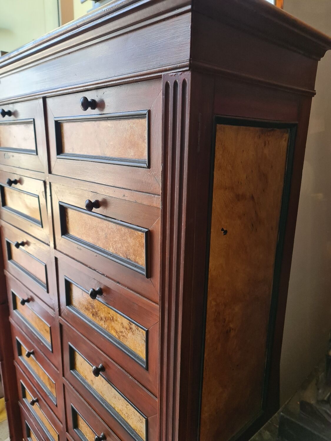 Cardboard maker, notary furniture in solid wood, 16 drawers