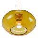 Mid-Century Brass and Amber Glass Pendant Lamp