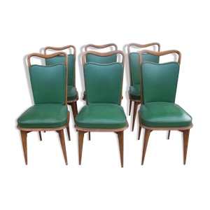 Série 6 chaises simili - cuir vert