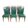 Série 6 chaises simili cuir vert 1950