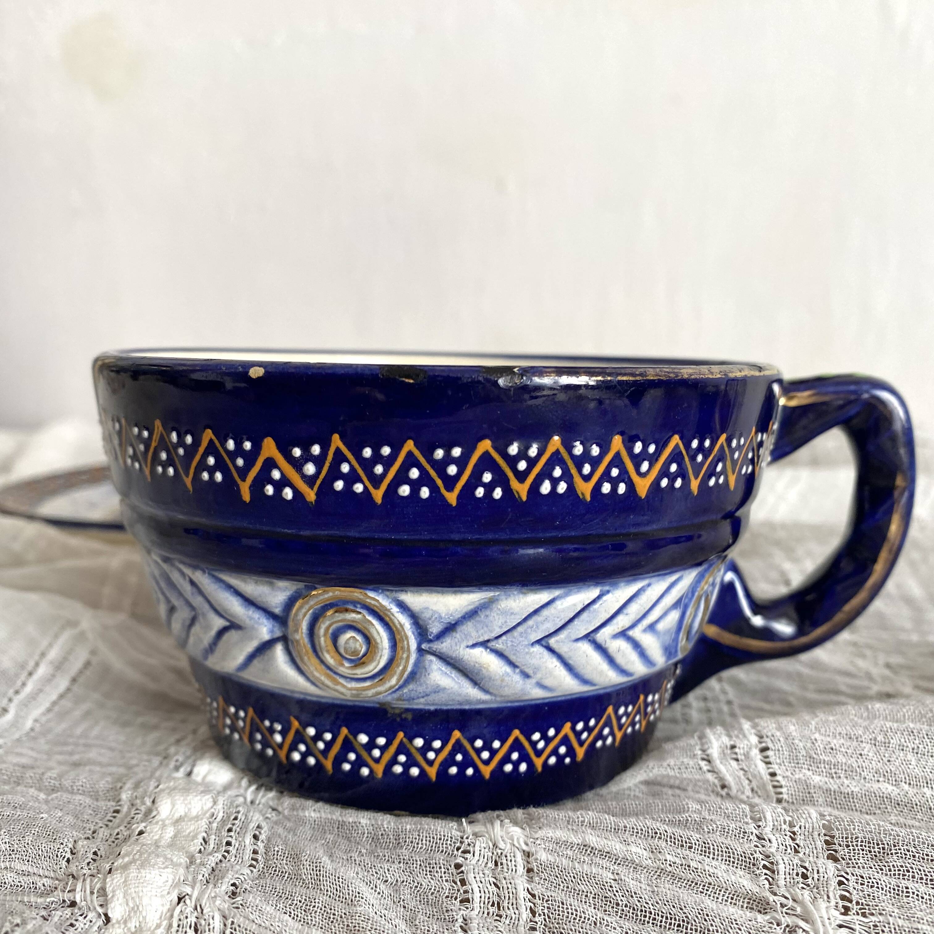 Large HB Quimper cup with saucer